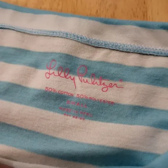 NWT Lily Pulitzer  blue white striped seahorse gold sequin embellishment - Picture 5 of 8